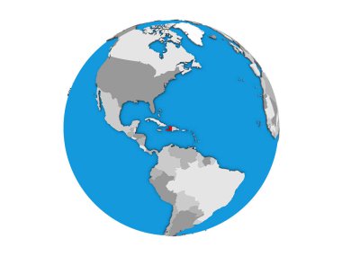 Haiti mavi siyasi 3d dünya üzerinde. 3d illüstrasyon izole beyaz arka plan üzerinde.