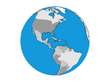 Jamaika mavi siyasi 3d dünya üzerinde. 3d illüstrasyon izole beyaz arka plan üzerinde.