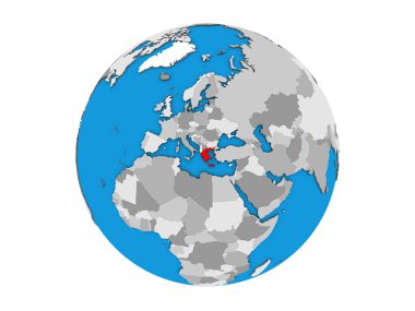 Yunanistan mavi siyasi 3d dünya üzerinde. 3d illüstrasyon izole beyaz arka plan üzerinde.