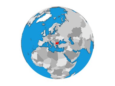 Bulgaristan mavi siyasi 3d dünya üzerinde. 3d illüstrasyon izole beyaz arka plan üzerinde.