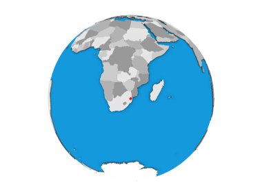 eswatini mavi siyasi 3d dünya üzerinde. 3d illüstrasyon izole beyaz arka plan üzerinde.