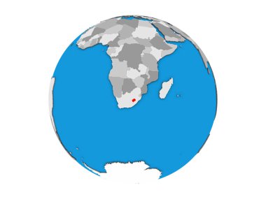 Lesotho mavi siyasi 3d dünya üzerinde. 3d illüstrasyon izole beyaz arka plan üzerinde.