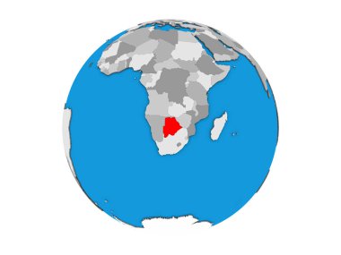 Botsvana mavi siyasi 3d dünya üzerinde. 3d illüstrasyon izole beyaz arka plan üzerinde.