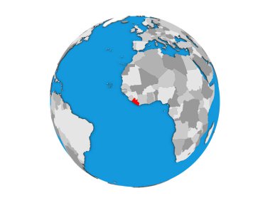 Liberya mavi siyasi 3d dünya üzerinde. 3d illüstrasyon izole beyaz arka plan üzerinde.