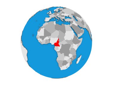 Kamerun mavi siyasi 3d dünya üzerinde. 3d illüstrasyon izole beyaz arka plan üzerinde.