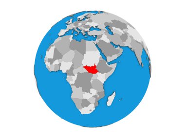 Güney Sudan mavi siyasi 3d dünya üzerinde. 3d illüstrasyon izole beyaz arka plan üzerinde.