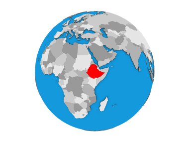 Etiyopya Mavi siyasi 3d dünya üzerinde. 3d illüstrasyon izole beyaz arka plan üzerinde.