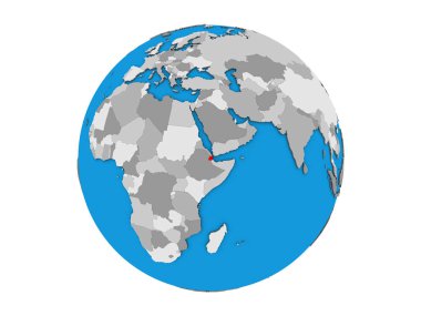 Cibuti mavi siyasi 3d dünya üzerinde. 3d illüstrasyon izole beyaz arka plan üzerinde.