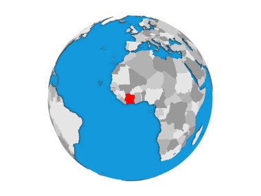 Fildişi Sahili mavi siyasi 3d dünya üzerinde. 3d illüstrasyon izole beyaz arka plan üzerinde.