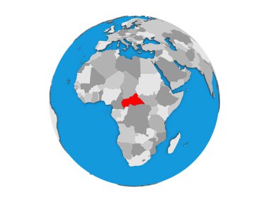 Orta Afrika mavi siyasi 3d dünya üzerinde. 3d illüstrasyon izole beyaz arka plan üzerinde.