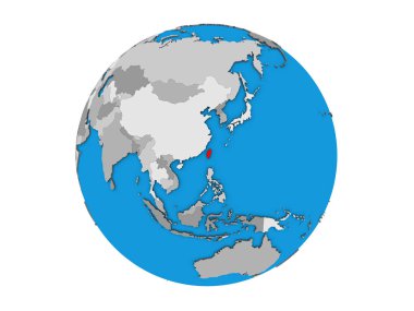 Tayvan mavi siyasi 3d dünya üzerinde. 3d illüstrasyon izole beyaz arka plan üzerinde.