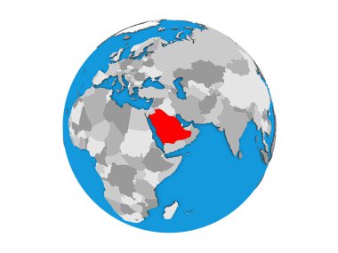 Suudi Arabistan mavi siyasi 3d dünya üzerinde. 3d illüstrasyon izole beyaz arka plan üzerinde.
