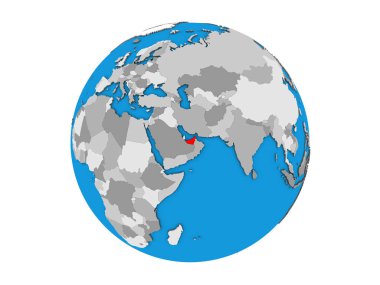 Birleşik Arap Emirlikleri mavi siyasi 3d dünya üzerinde. 3d illüstrasyon izole beyaz arka plan üzerinde.
