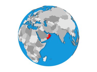 Umman mavi siyasi 3d dünya üzerinde. 3d illüstrasyon izole beyaz arka plan üzerinde.
