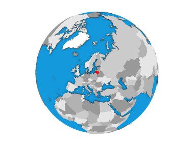 Litvanya mavi siyasi 3d dünya üzerinde. 3d illüstrasyon izole beyaz arka plan üzerinde.