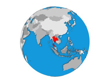 Tayland mavi siyasi 3d dünya üzerinde. 3d illüstrasyon izole beyaz arka plan üzerinde.