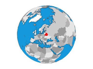 Beyaz Rusya mavi siyasi 3d dünya üzerinde. 3d illüstrasyon izole beyaz arka plan üzerinde.