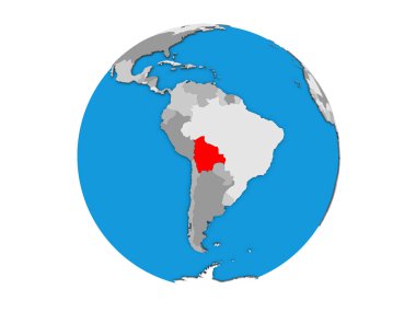 Bolivya mavi siyasi 3d dünya üzerinde. 3d illüstrasyon izole beyaz arka plan üzerinde.