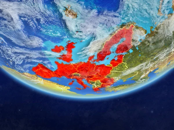 Unione Europea Sul Modello Realistico Del Pianeta Terra Con Confini — Foto Stock