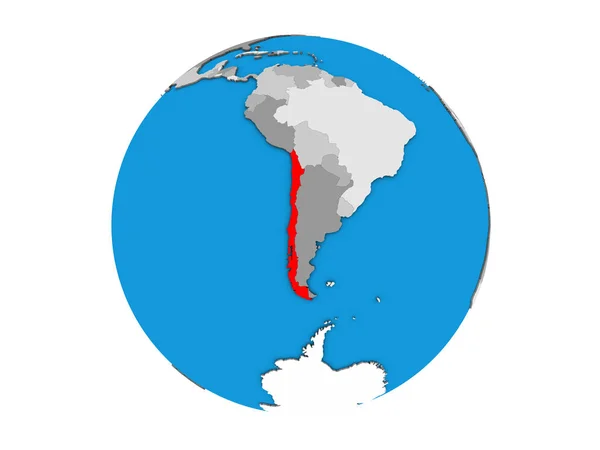 Chile Kék Politikai Földgömb Illusztráció Elszigetelt Fehér Background — Stock Fotó