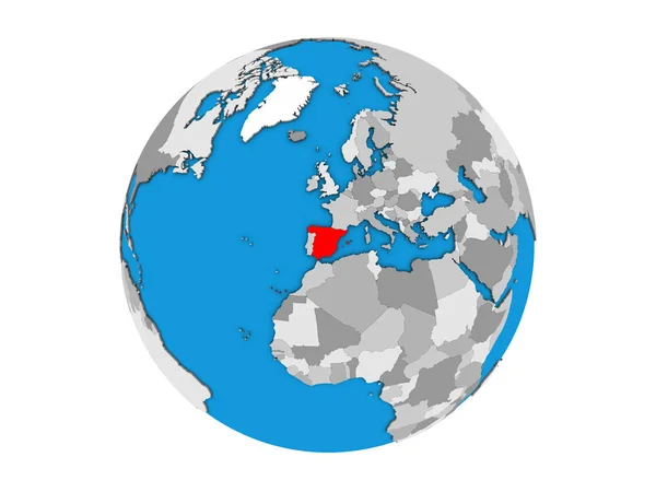 青い政治 地球儀のスペイン 白い背景で隔離の — ストック写真