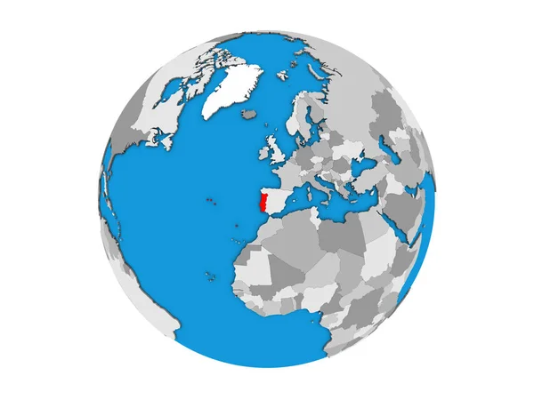 Portugal Blue Political Globe Illustration Isolated White Background — Stock Photo, Image