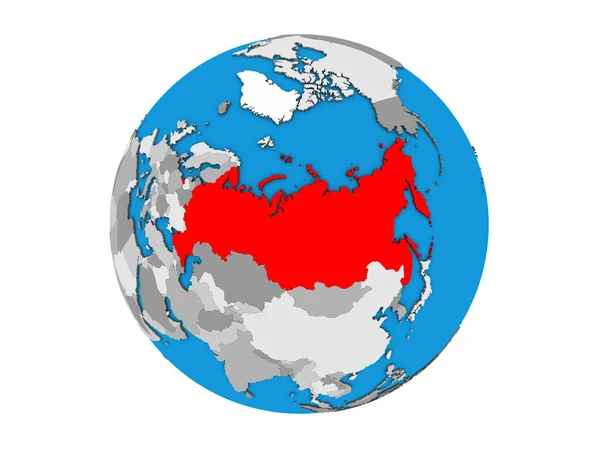 Россия Голубом Политическом Глобусе Иллюстрация Белом Фоне — стоковое фото