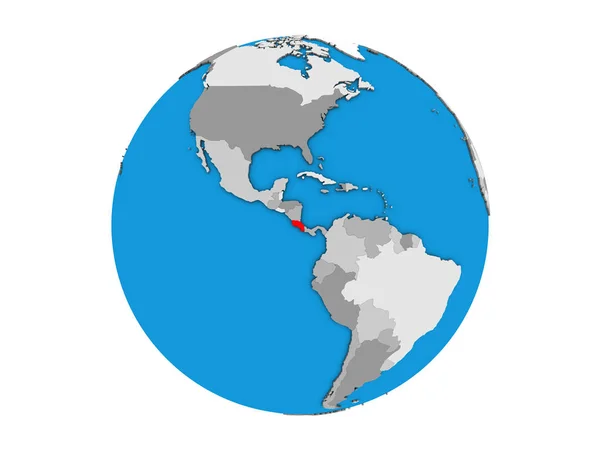 Costa Rica Auf Blauem Politischen Globus Illustration Isoliert Auf Weißem — Stockfoto
