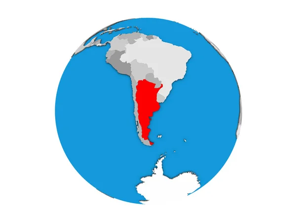 Аргентина Голубом Политическом Глобусе Иллюстрация Белом Фоне — стоковое фото
