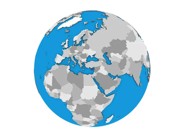 青い政治 地球儀上キプロス 白い背景で隔離の — ストック写真