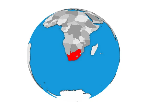 青い政治 地球儀の南アフリカ共和国 白い背景で隔離の — ストック写真