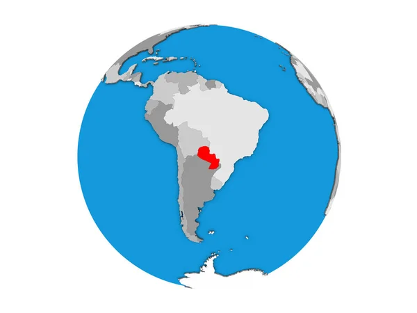 Парагвай Синій Політичних Моделі Землі Ілюстрація Ізольовані Білому Тлі — стокове фото