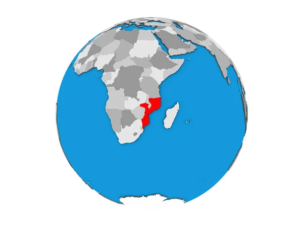 Mozambik Mavi Siyasi Dünya Üzerinde Illüstrasyon Izole Beyaz Arka Plan — Stok fotoğraf