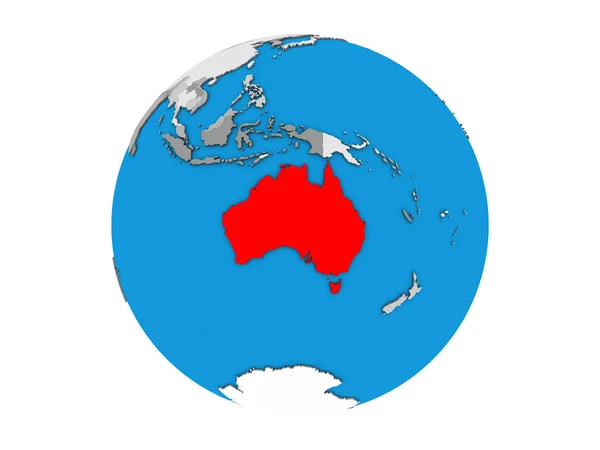Australia Sul Globo Blu Politico Illustrazione Isolata Sfondo Bianco — Foto Stock