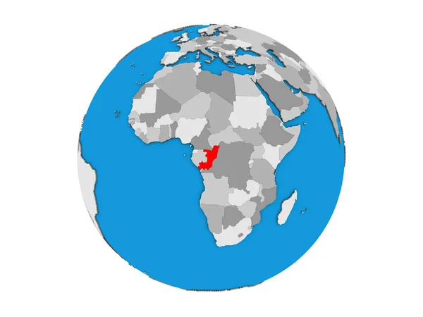 青い政治 地球儀上コンゴ 白い背景で隔離の — ストック写真
