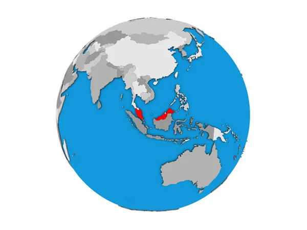 Малайзия Голубом Политическом Глобусе Иллюстрация Белом Фоне — стоковое фото