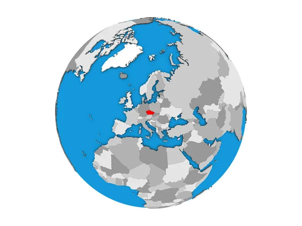 青い政治 地球儀のチェコスロバキア共和国 白い背景で隔離の — ストック写真
