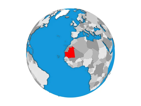 Мавританія Синій Політичних Моделі Землі Ілюстрація Ізольовані Білому Тлі — стокове фото