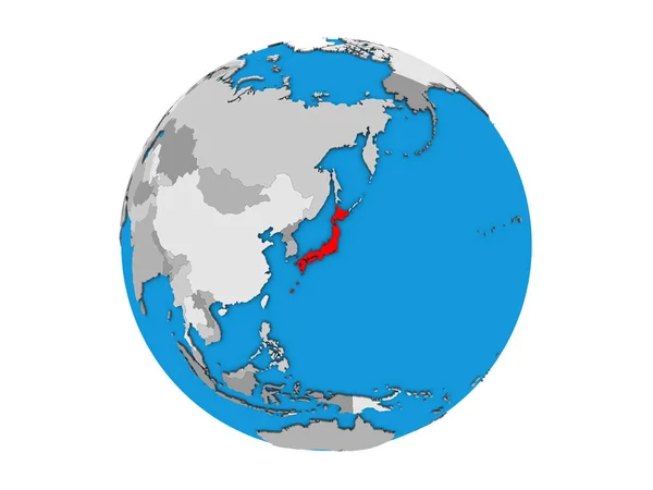 Японія Синій Політичних Моделі Землі Ілюстрація Ізольовані Білому Тлі — стокове фото