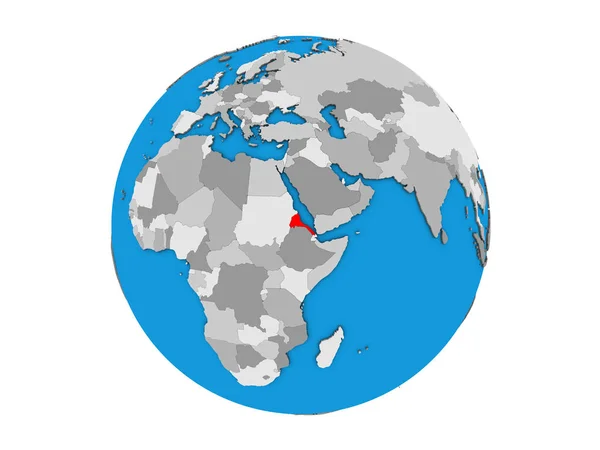 青い政治 地球儀にエリトリア 白い背景で隔離の — ストック写真