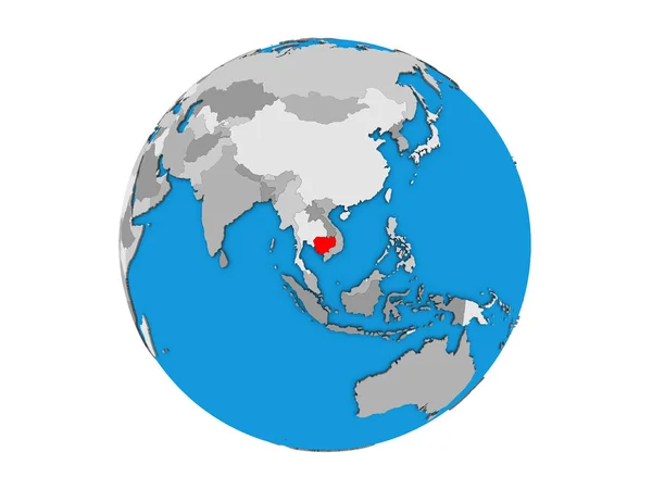 Камбоджа Синій Політичних Моделі Землі Ілюстрація Ізольовані Білому Тлі — стокове фото