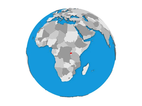 Ruanda Auf Blauem Politischen Globus Illustration Isoliert Auf Weißem Hintergrund — Stockfoto