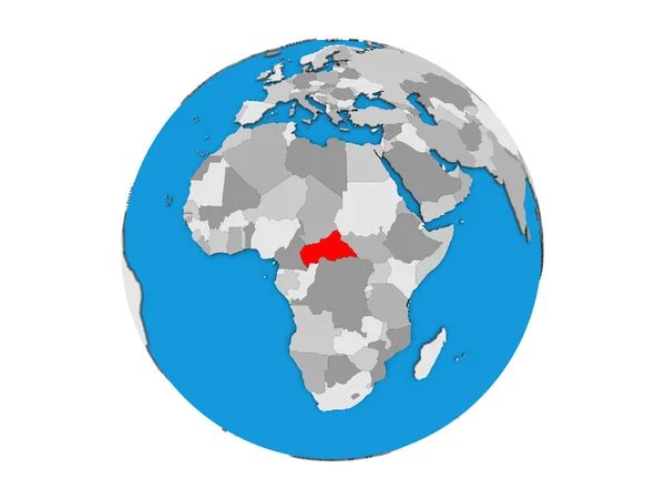 青い政治 地球儀の中央アフリカ 白い背景で隔離の — ストック写真