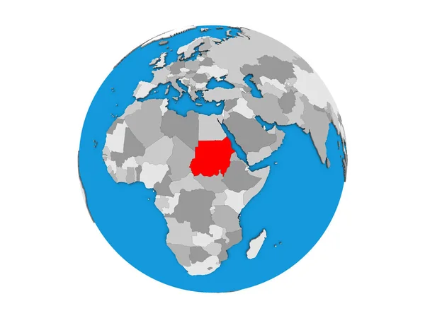Sudan Mavi Siyasi Dünya Üzerinde Illüstrasyon Izole Beyaz Arka Plan — Stok fotoğraf