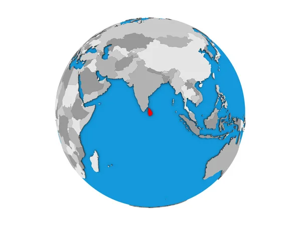 Шри Ланка Голубом Политическом Глобусе Иллюстрация Белом Фоне — стоковое фото