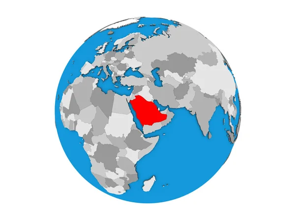 Saudi Arabien Auf Blauem Politischen Globus Illustration Isoliert Auf Weißem — Stockfoto