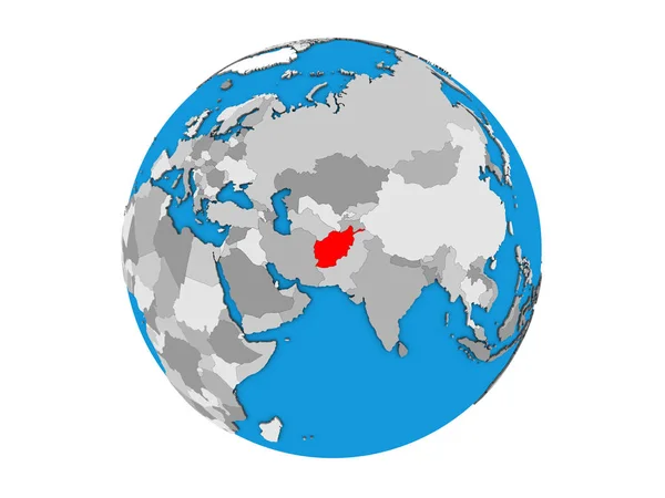 阿富汗在蓝色政治3D 地球上 例证查出在白色背景 — 图库照片