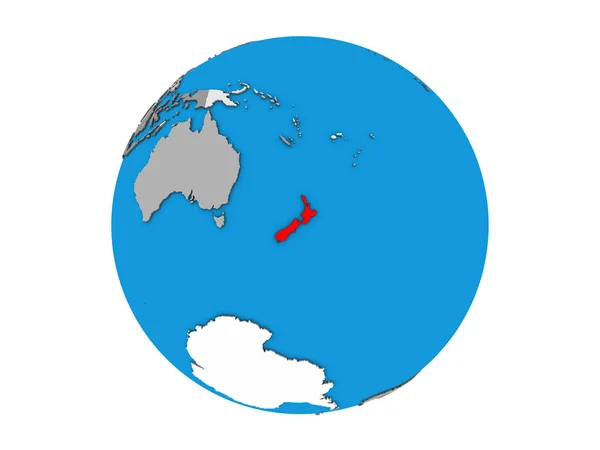 Nya Zeeland Blå Politiska Klot Illustration Isolerade Vit Bakgrund — Stockfoto