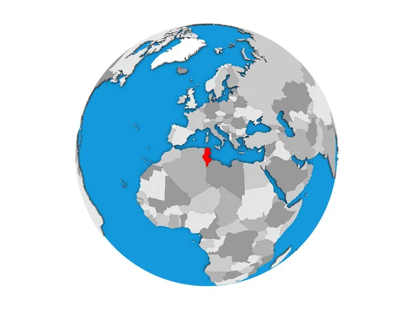 Tunisia Blue Political Globe Illustration Isolated White Background — Stock Photo, Image