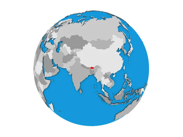 Bhutan Blauwe Politieke Globe Illustratie Geïsoleerd Witte Achtergrond — Stockfoto